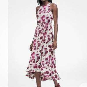 Banana Republic Floral High Low Dress - Pink and White